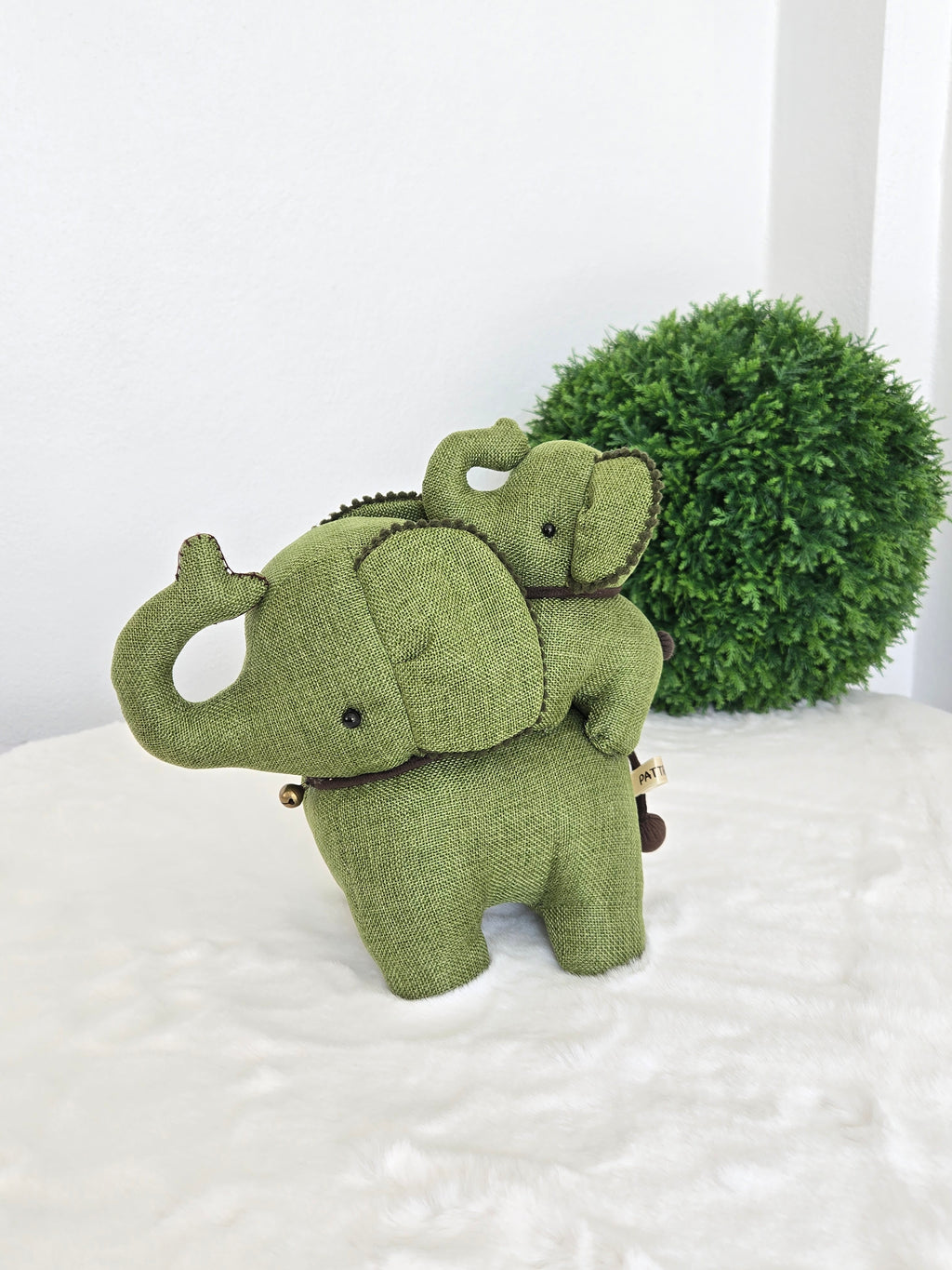 Hemp Elephant with baby detail Stuffed Toy Handmade Decor