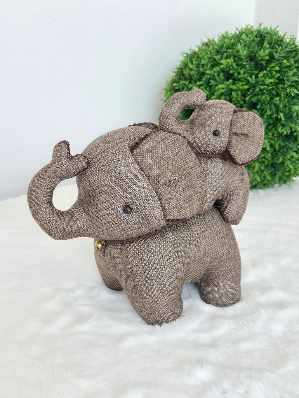 Hemp Elephant with baby detail Stuffed Toy Handmade Decor