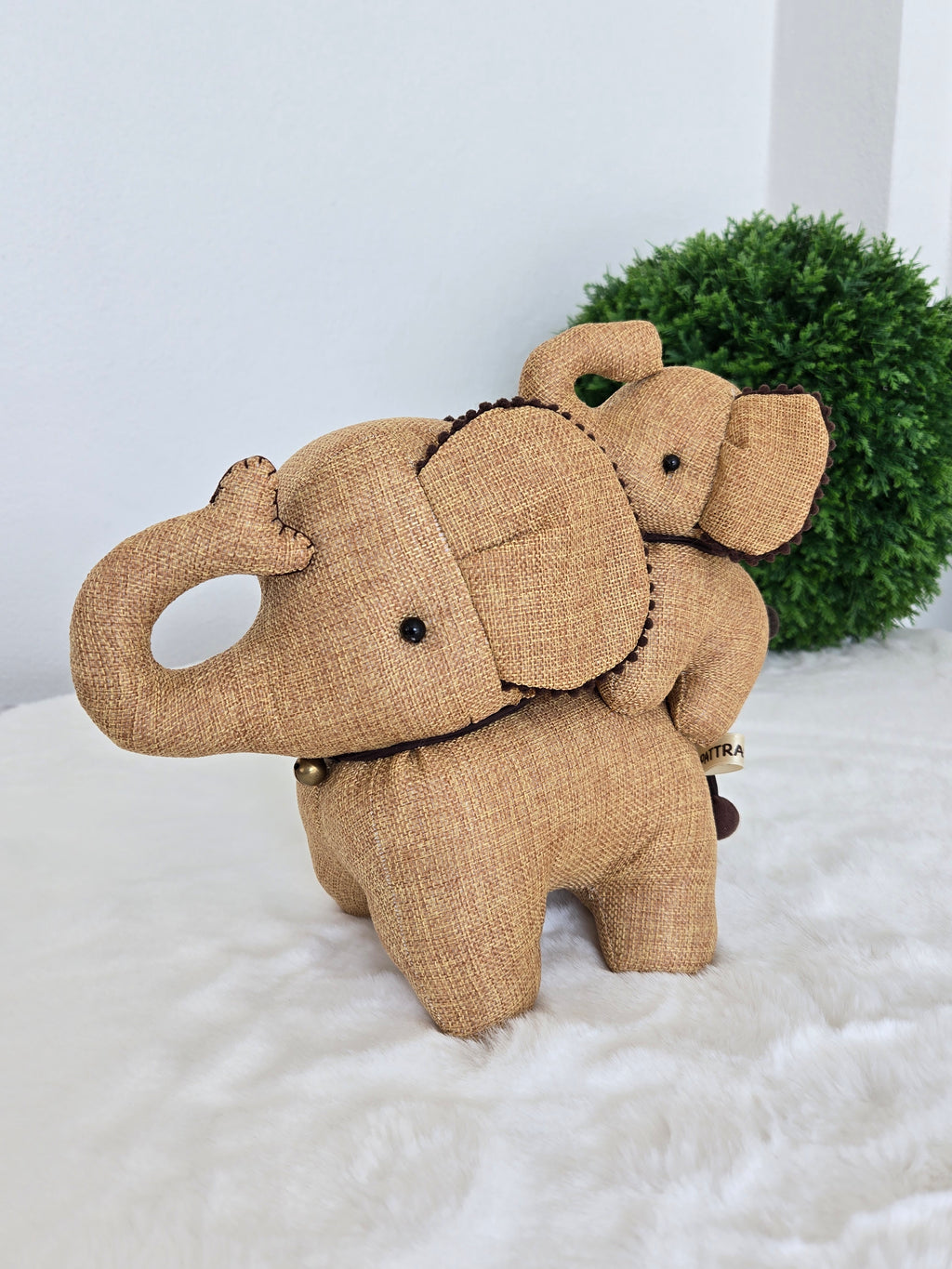 Hemp Elephant with baby detail Stuffed Toy Handmade Decor