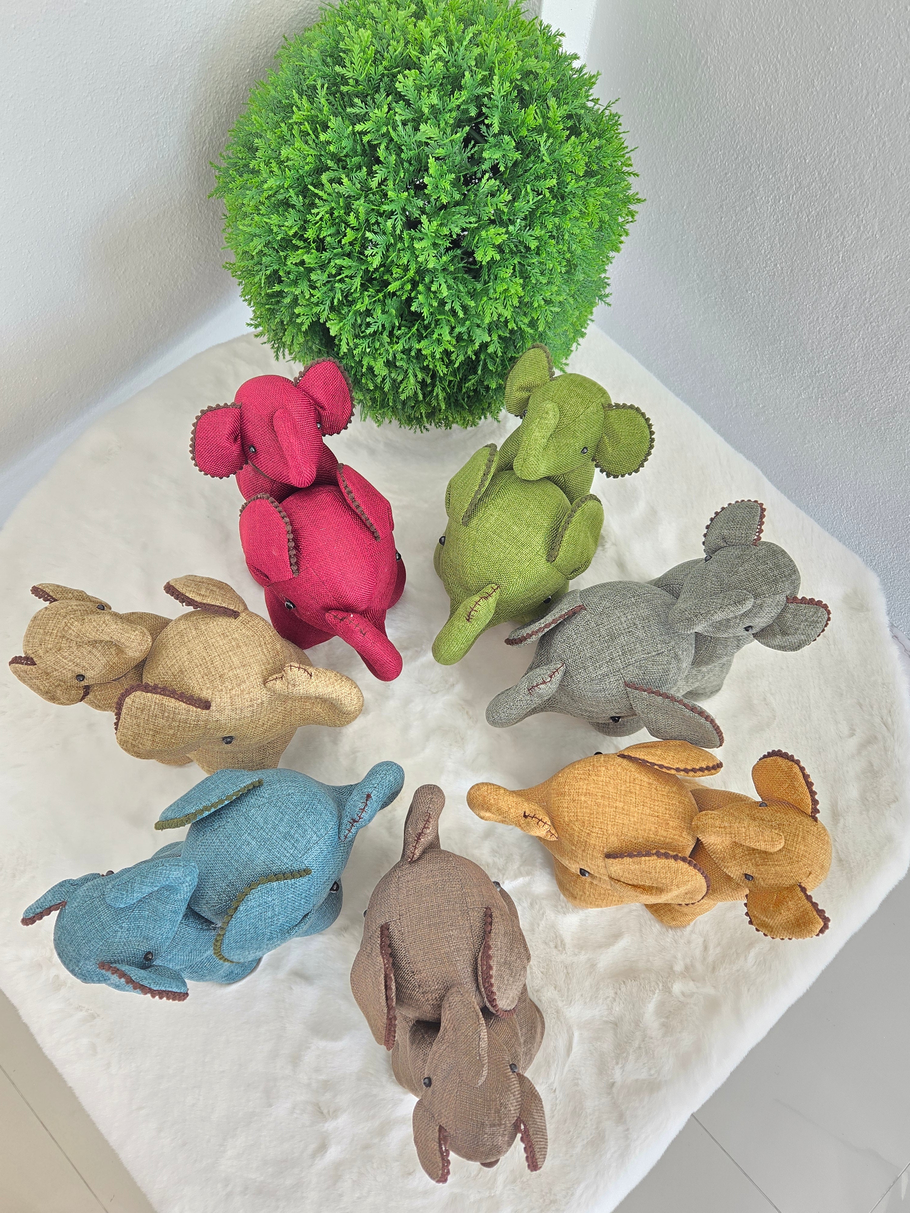 Hemp Elephant with baby detail Stuffed Toy Handmade Decor