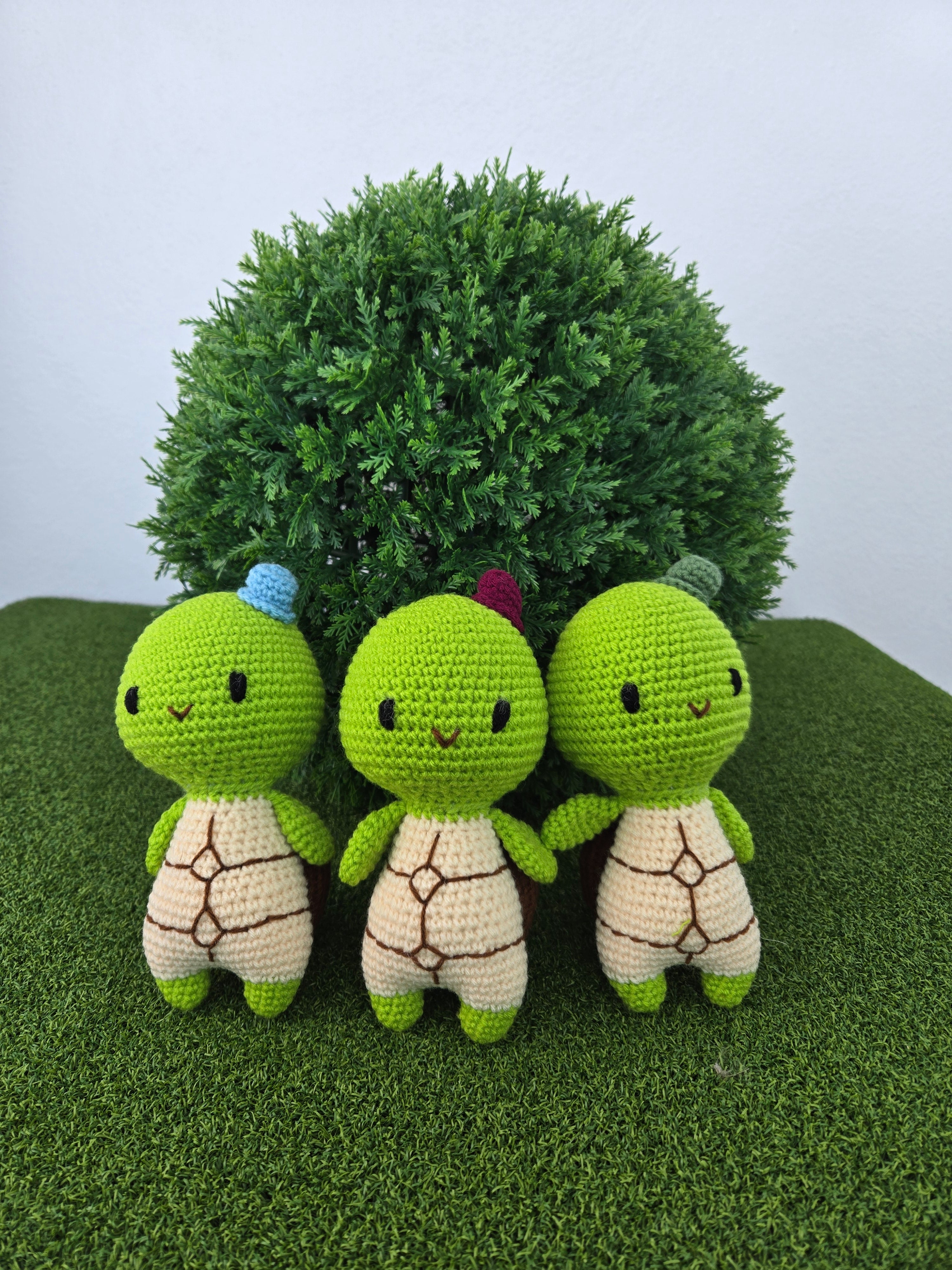 Handmade Crochet Turtle Doll Blue Hat