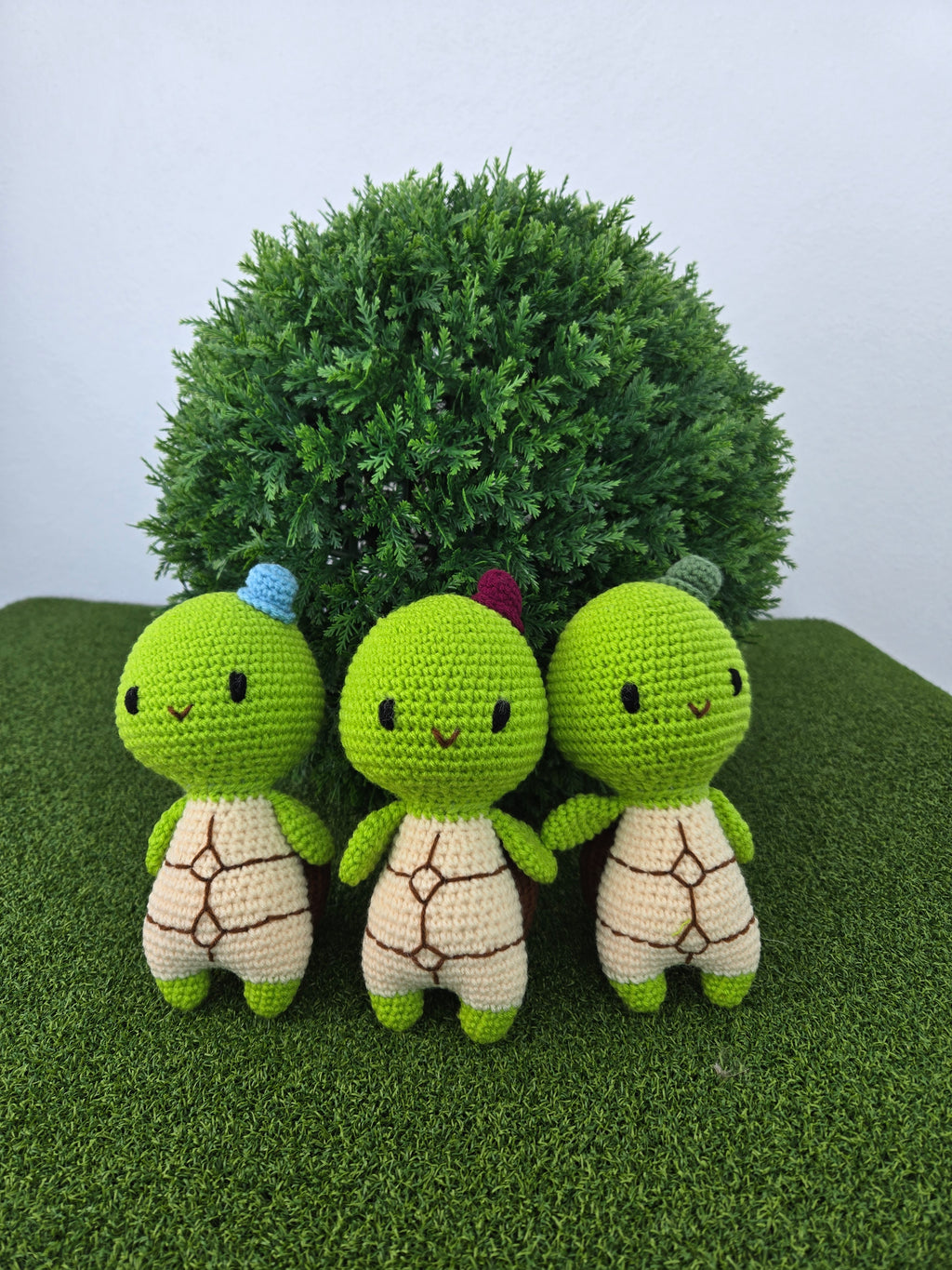 Handmade Crochet Turtle Doll Green Hat