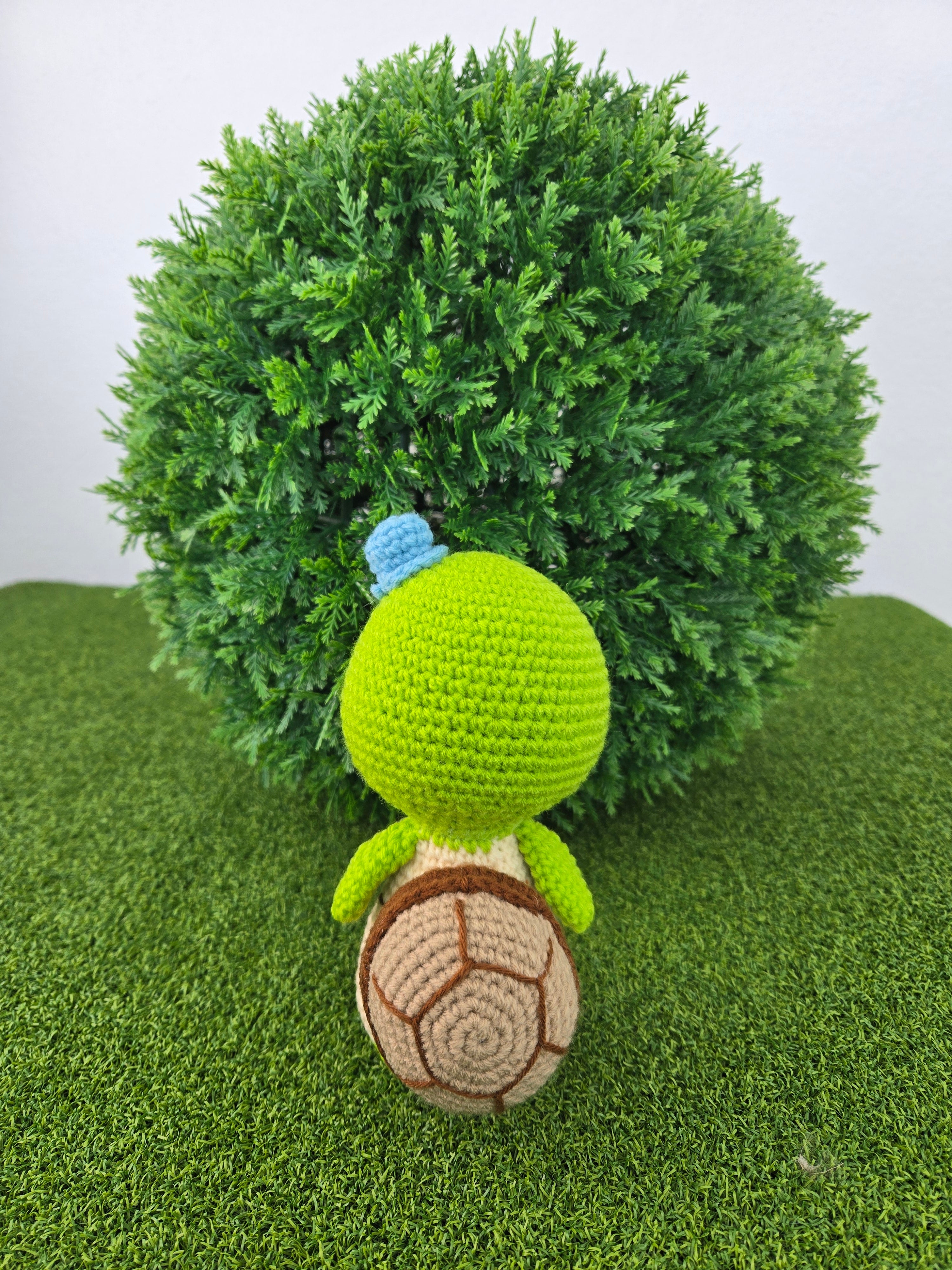 Handmade Crochet Turtle Doll Blue Hat