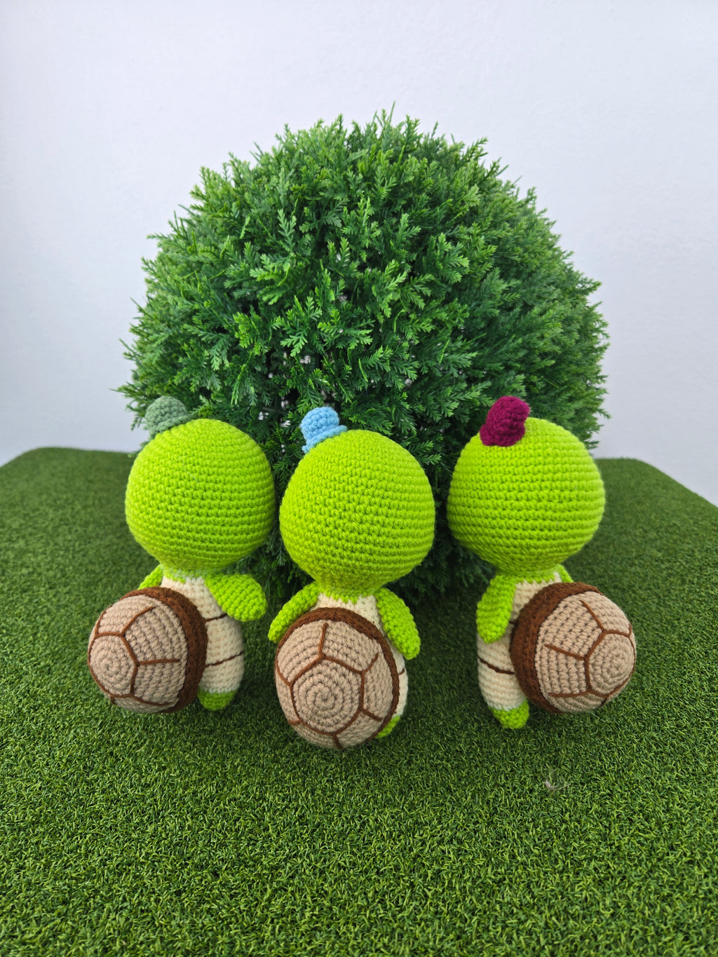 Handmade Crochet Turtle Doll Blue Hat