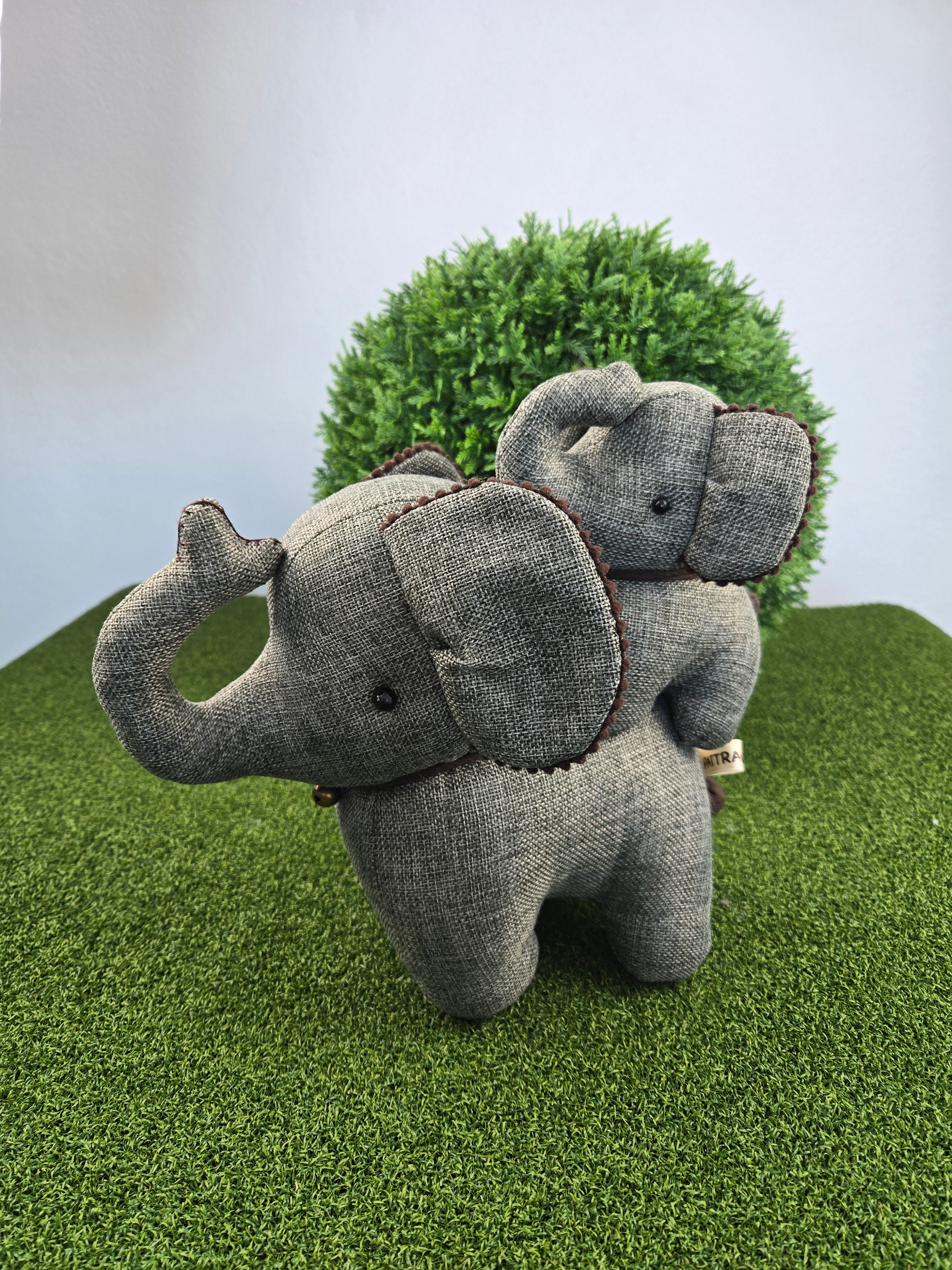 Hemp Elephant with baby detail Stuffed Toy Handmade Decor