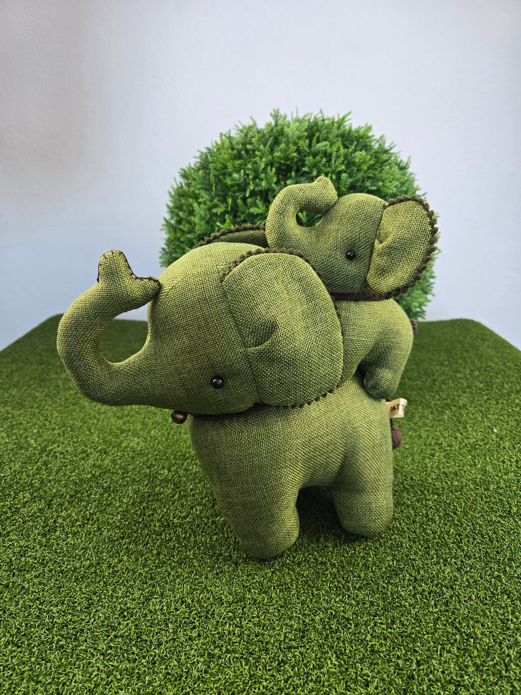Hemp Elephant with baby detail Stuffed Toy Handmade Decor