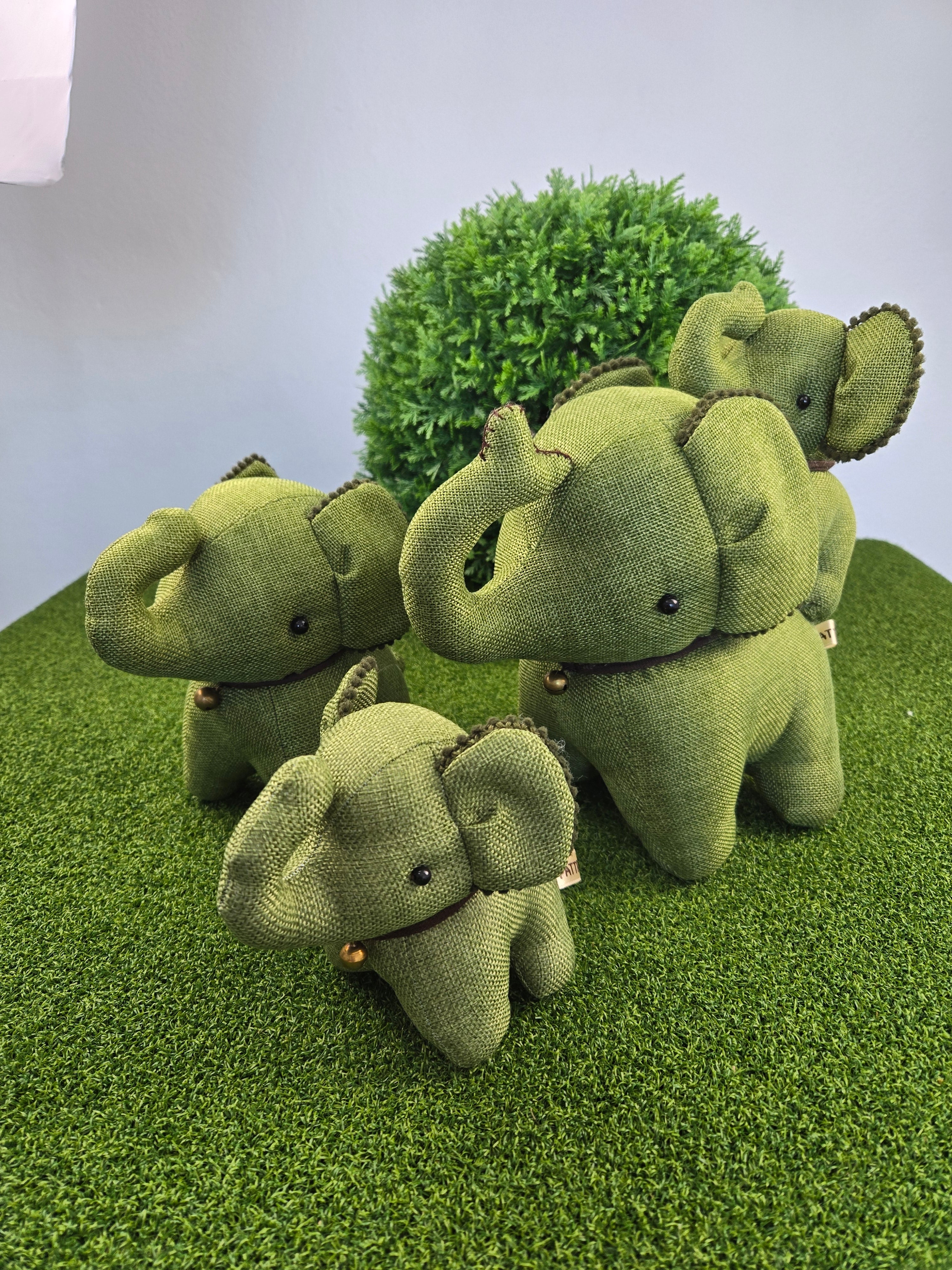Hemp Elephant with baby detail Stuffed Toy Handmade Decor