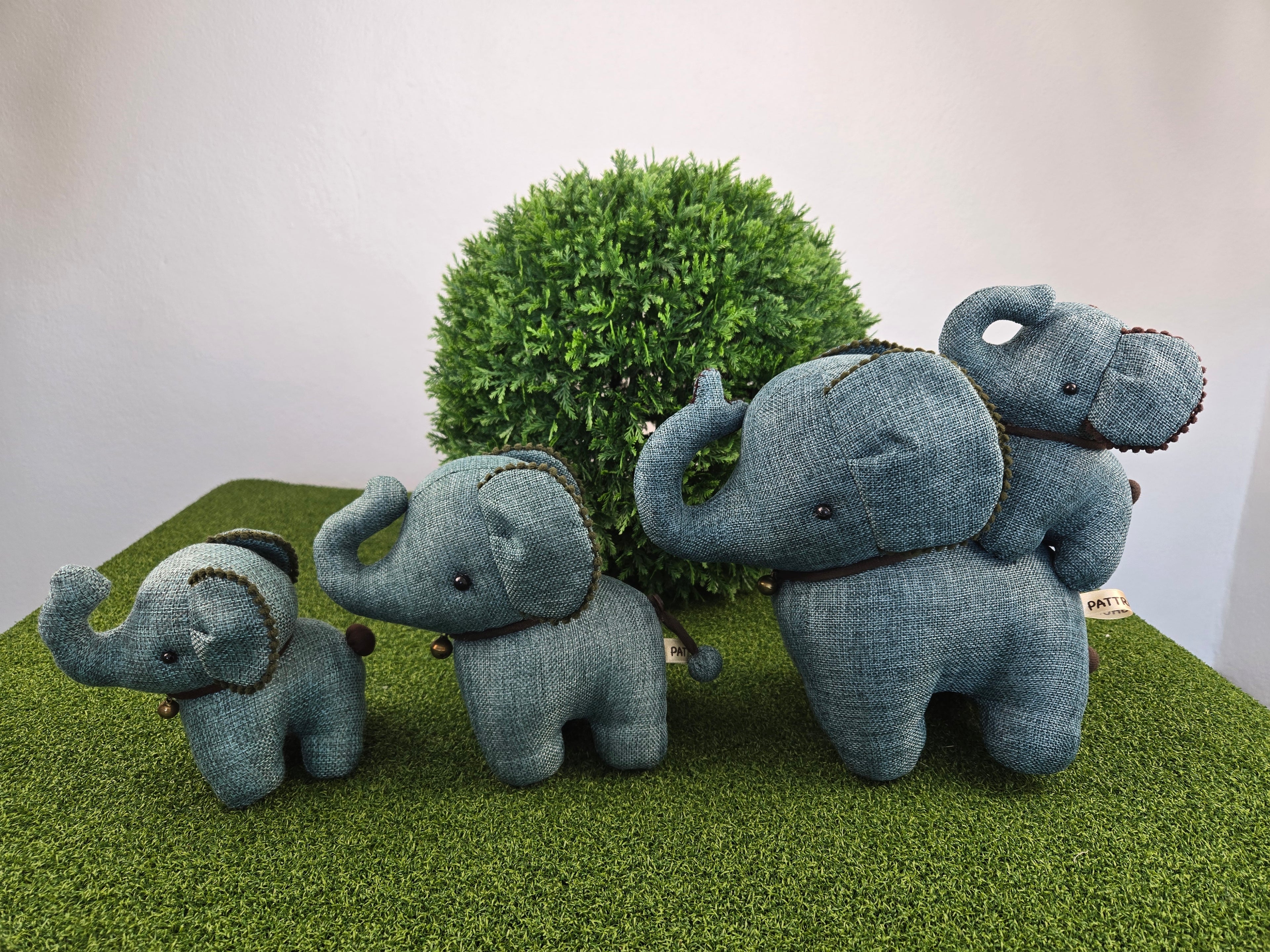 Hemp Elephant with baby detail Stuffed Toy Handmade Decor