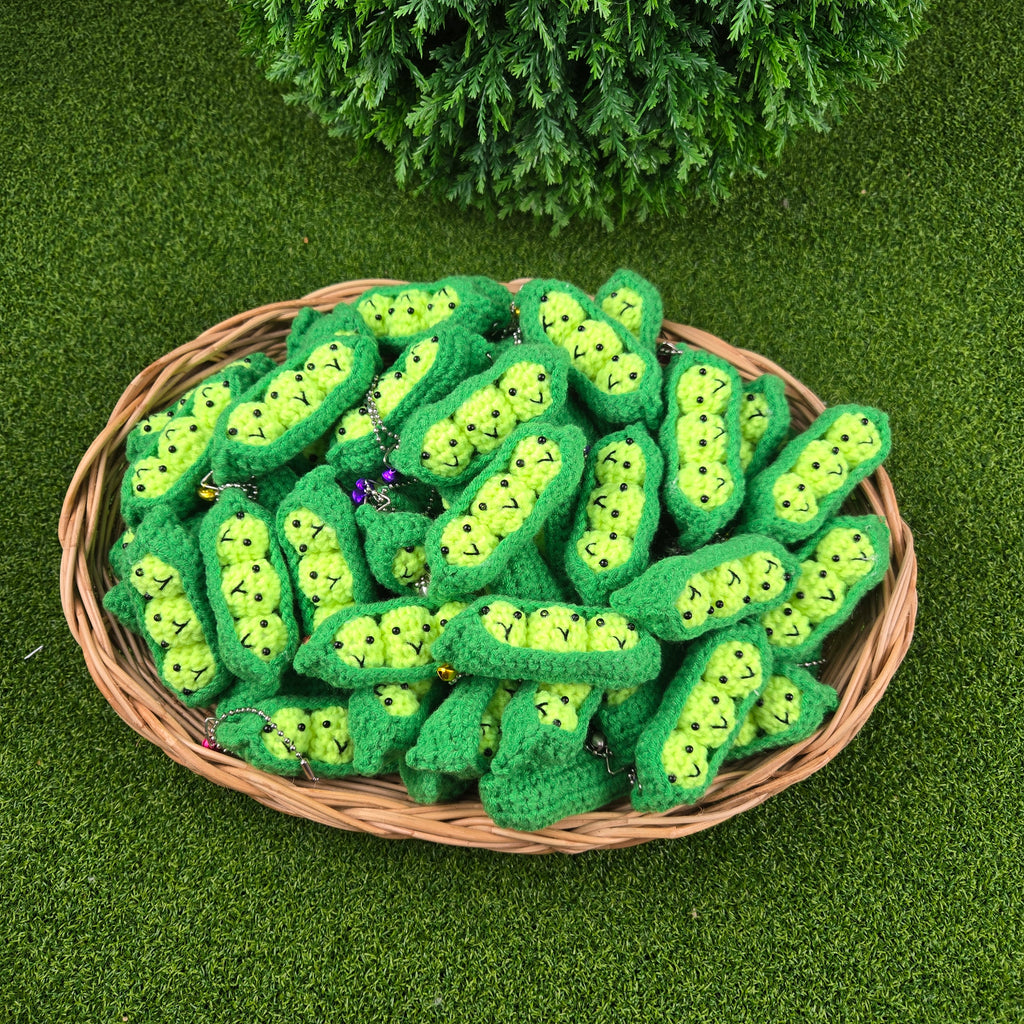 Crochet Edamame Keychain Cute Pea Pod Plush
