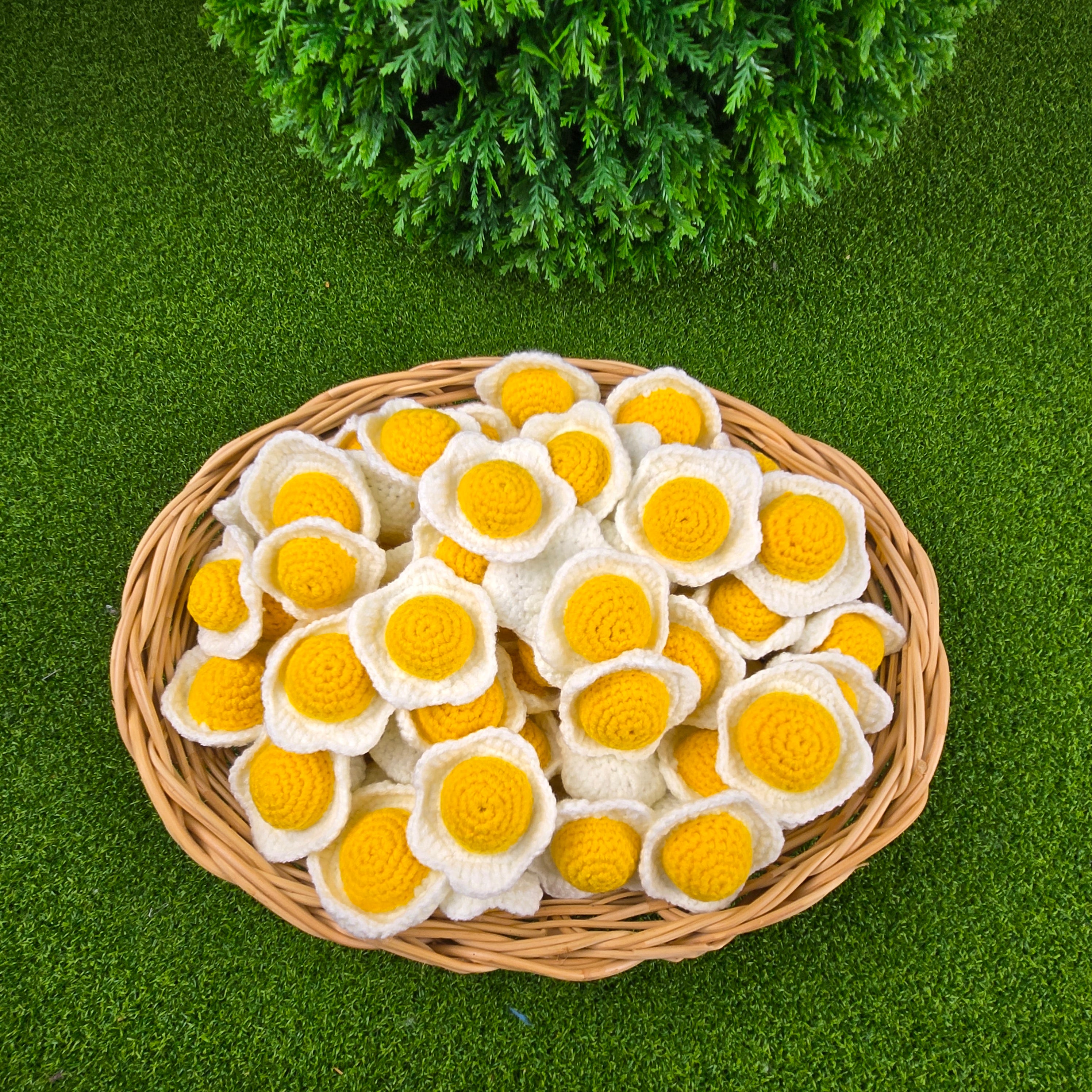 Crochet Fried Egg Coaster Handmade Egg Decor