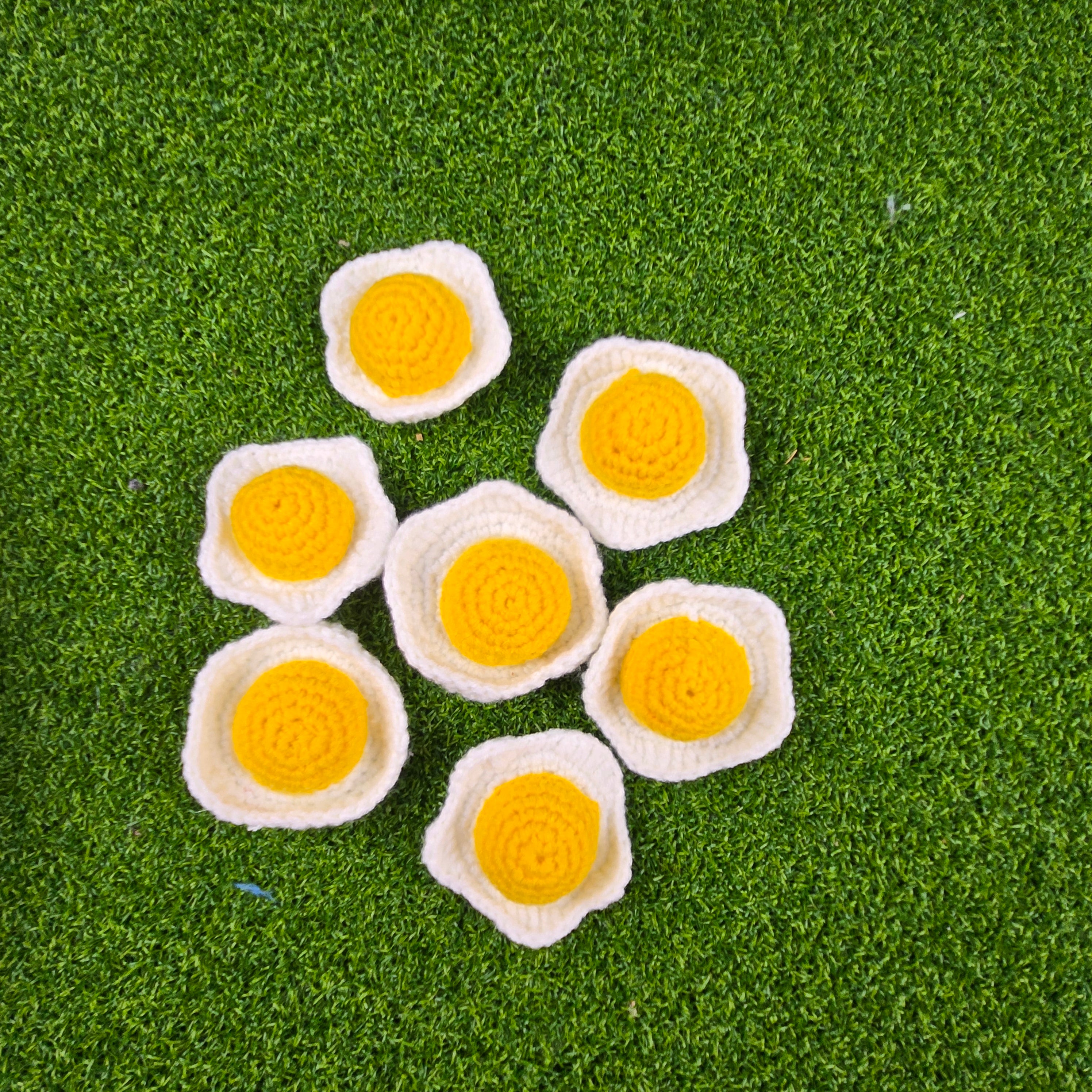 Crochet Fried Egg Coaster Handmade Egg Decor
